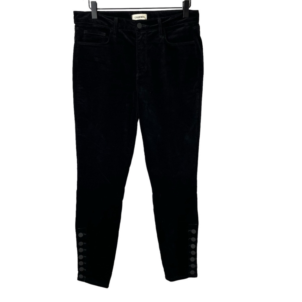 L’Agence Velvet Skinny Jeans Black Size 28 Ankle Snaps